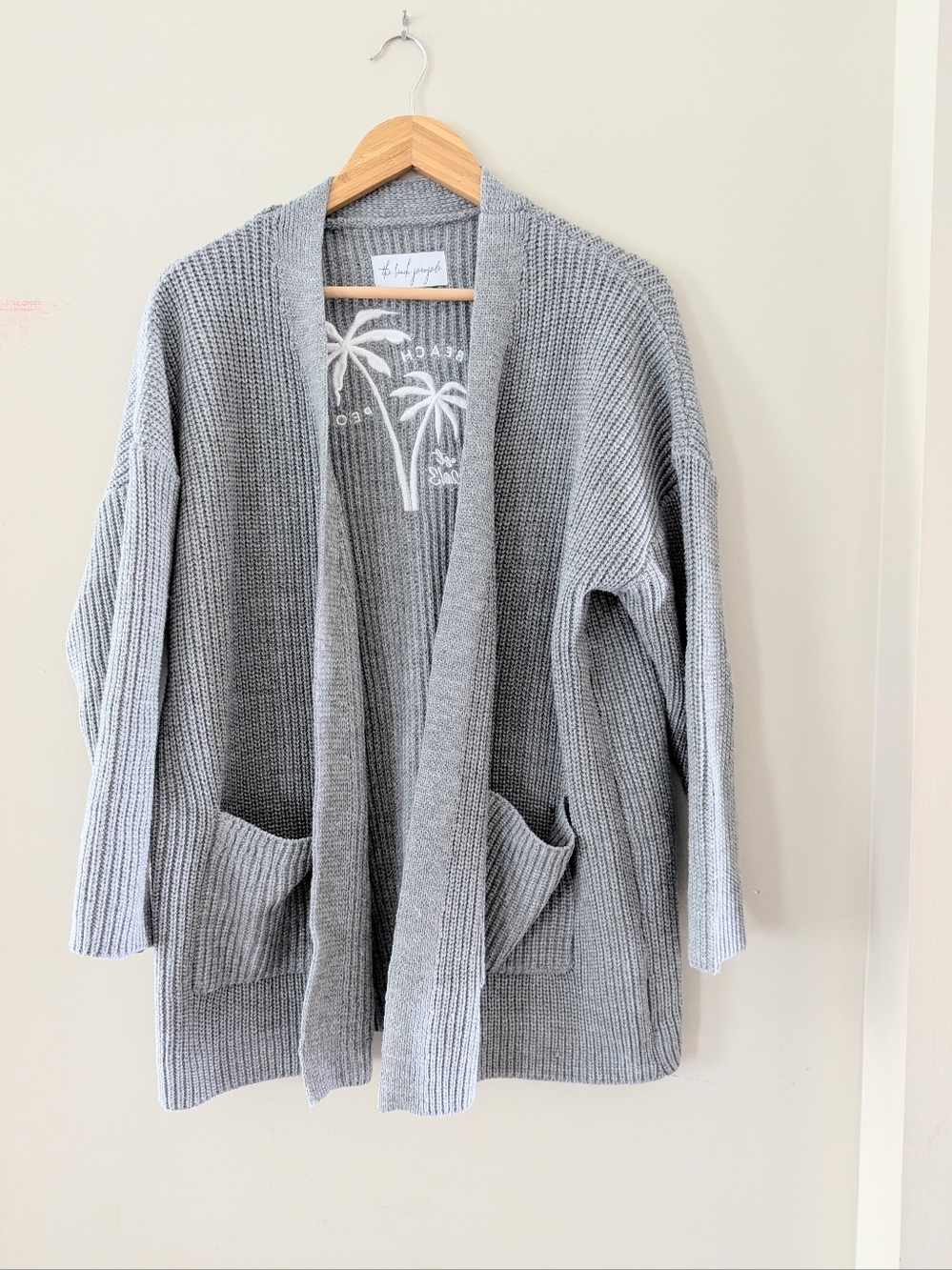 The Beach People Gray Knit Embroidered Cardigan Sweater XL-2X